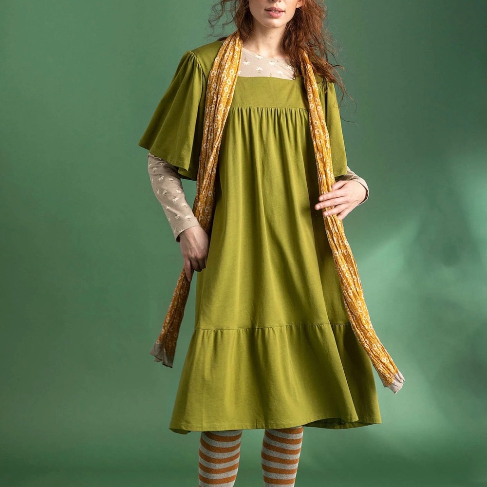 Gudrun Sjödén Women's Cotton Jersey Dress Moss Green Size Large